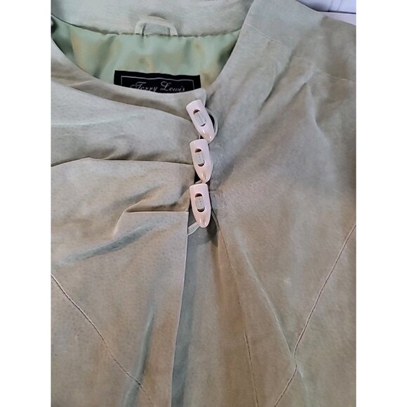 Terry Lewis Classic Luxurie Women Suede Leather Fringe Cape One Size Mint Green - Picture 9 of 14